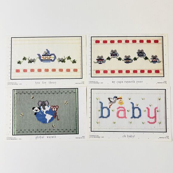 14 SMOCKING PLATES Christmas Holiday Animals Angles Baby Sewing Patterns VINTAGE - Picture 2 of 10